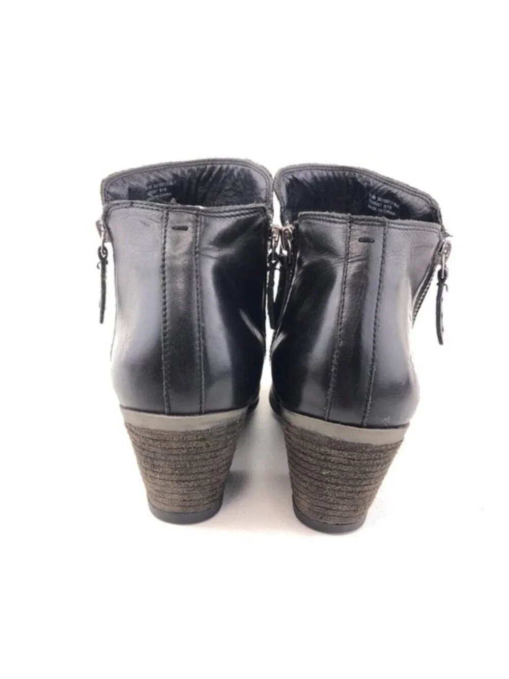Frye Judith Black Leather Zip Ankle Boots 9.5 M